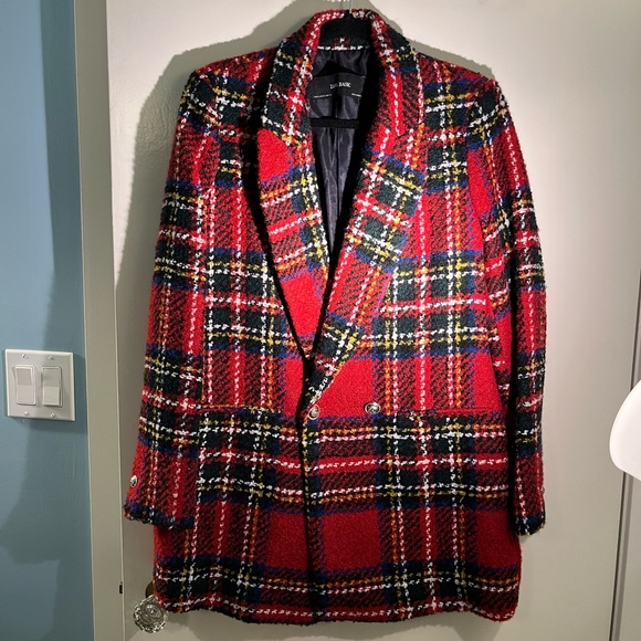 Zara red checked jacket blazer - Picture 4 of 7